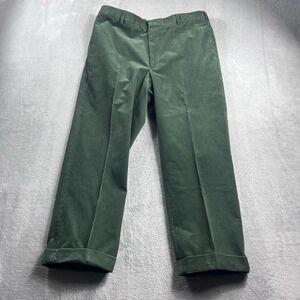 Ben Silver Charleston Corduroy Pants Pleated Trousers Green 32x24 Made In Italy